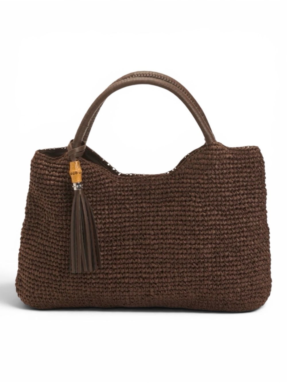 NEW Tommy Bahama Dark Brown Woven Raffia Tote Hobo Handbag - Picture 5 of 16